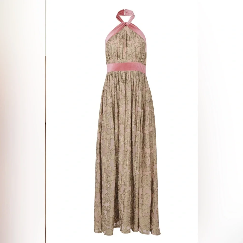Jacquard Halter Gown - Picture 7 of 16